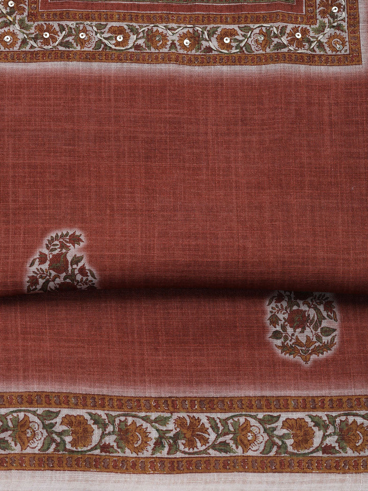 Printed Chanderi Unstitched Suit With Dupatta