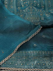 Neck Embroidered Chanderi Unstitched Suit With Dupatta