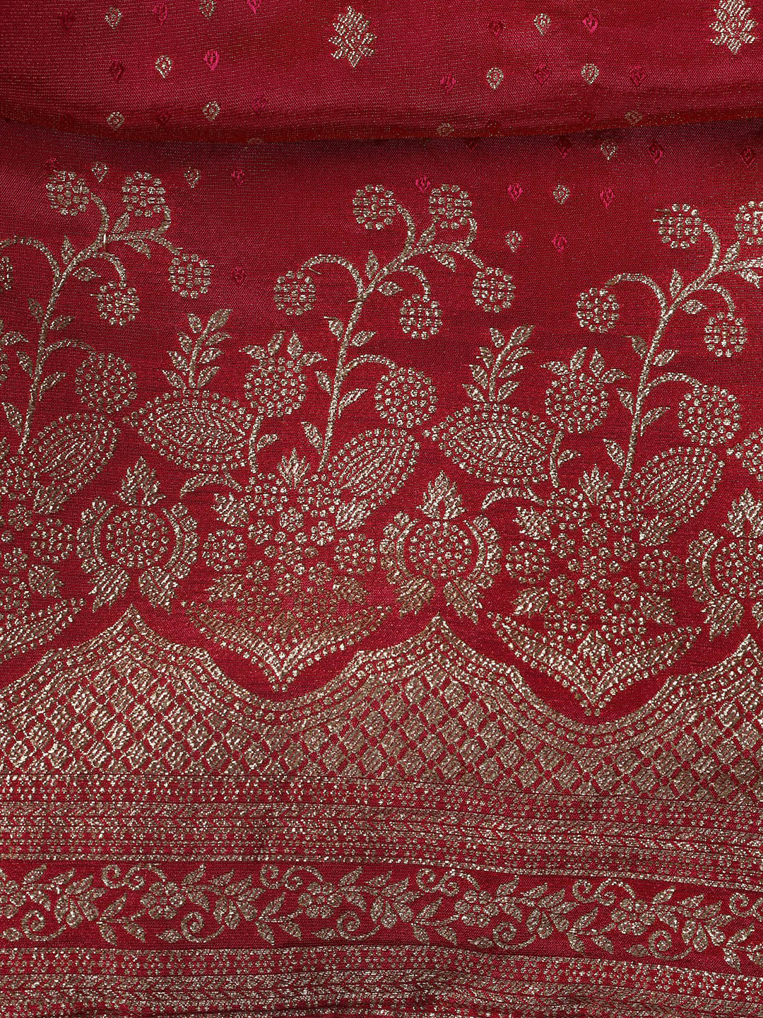 Embroidered Art Silk Unstitched Suit Piece With Dupatta