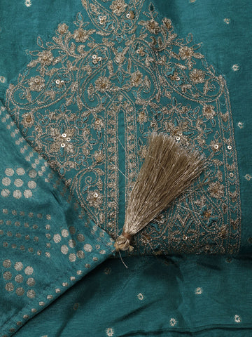 Neck Embroidered Handloom Unstitched Suit Piece With Dupatta