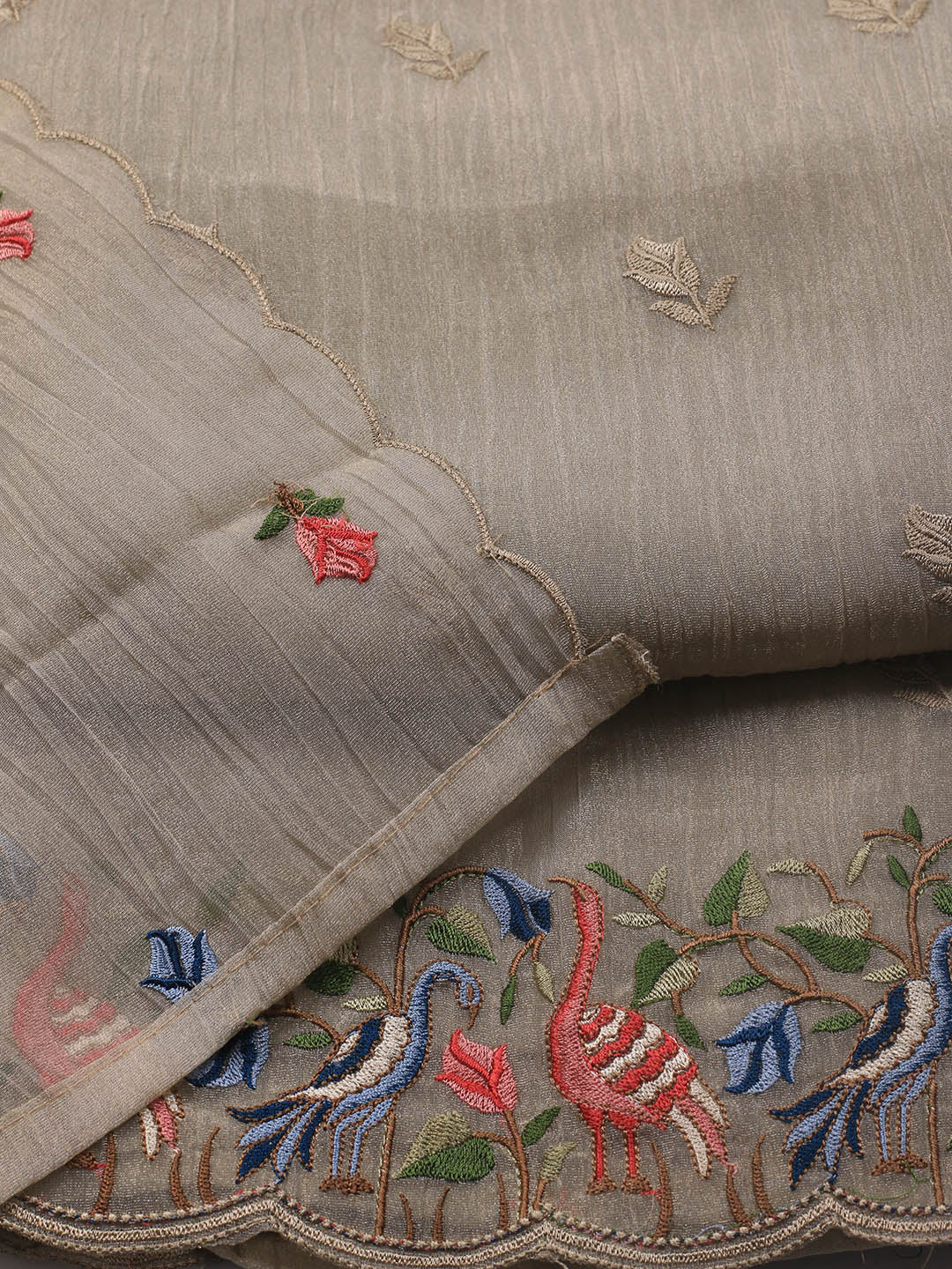 Neck Embroidery Tissue Unstitched Suit With Dupatta