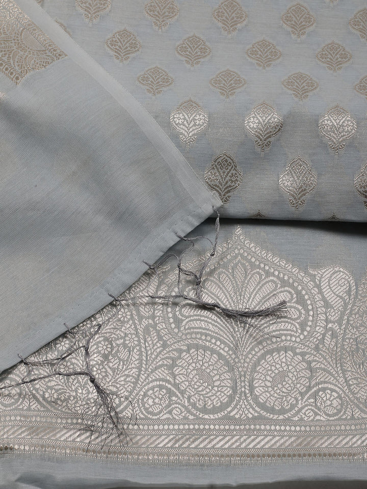 Woven Chanderi Unstitched Suit With Dupatta