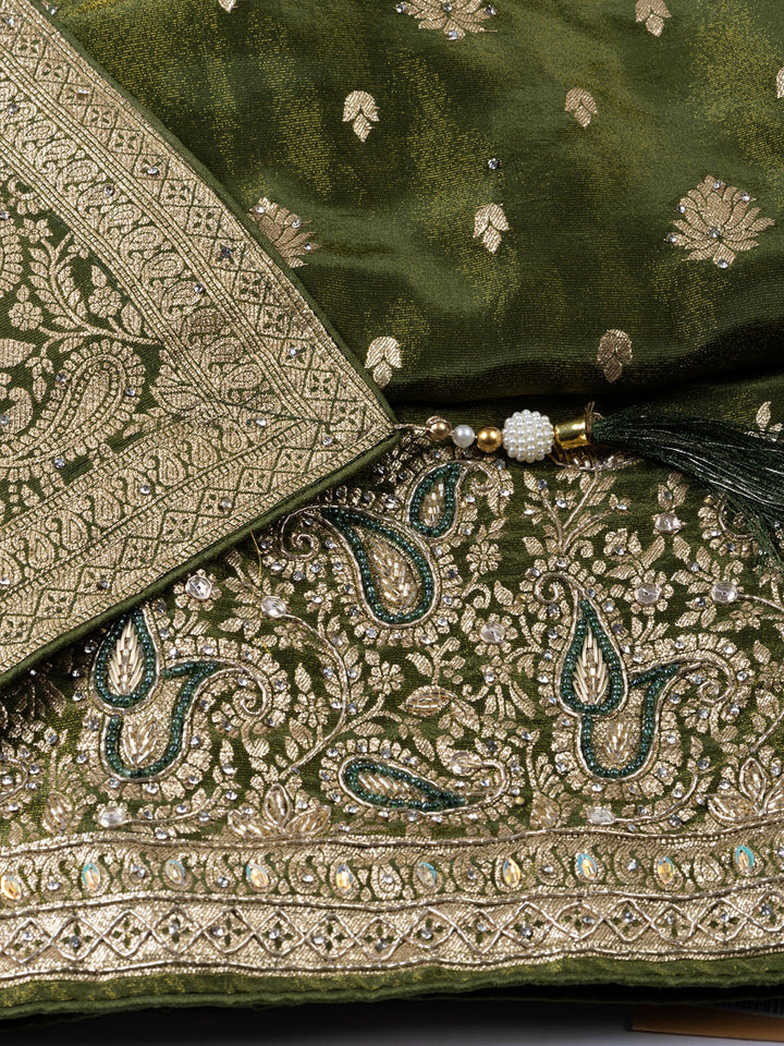Embroidered Tissue Unstitched Suit With Dupatta