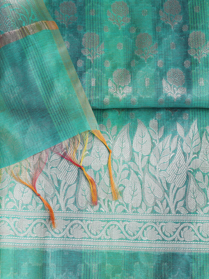 Woven Chanderi Unstitched Suit With Dupatta