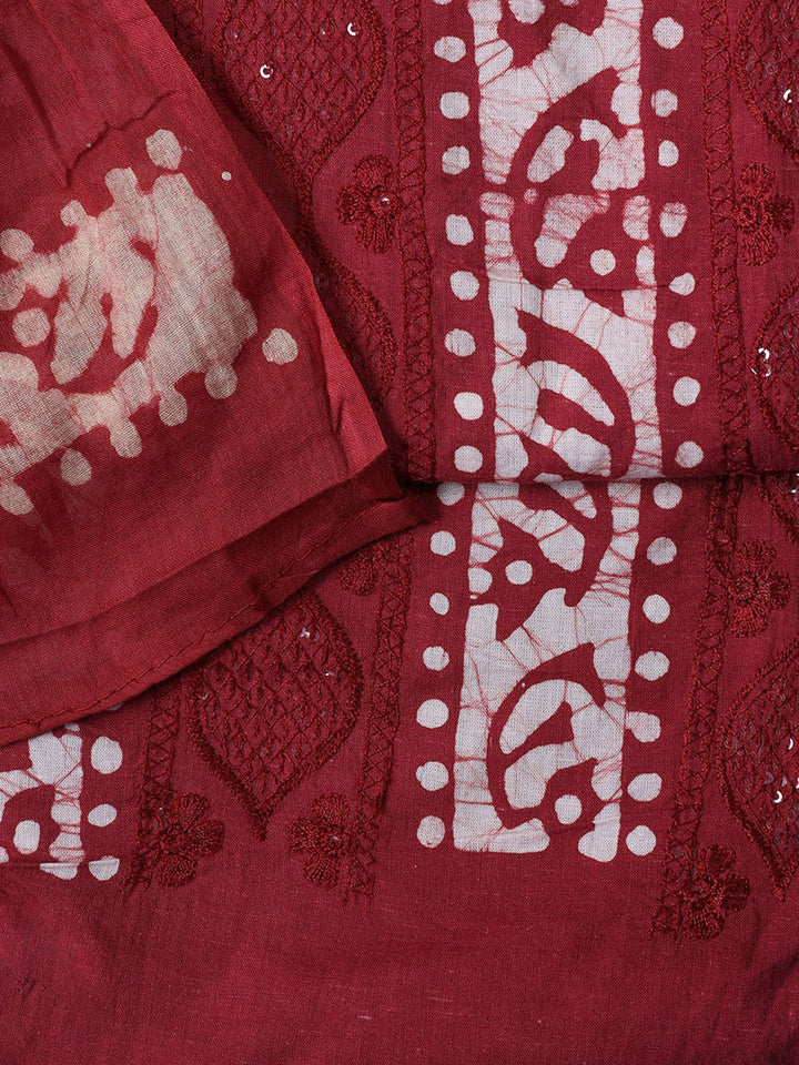 Printed Cotton Blend Unstitched Suit With Dupatta