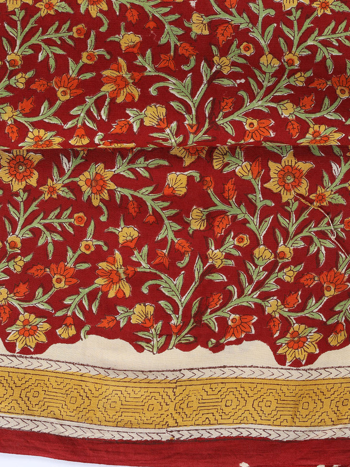 Printed Cotton Blend Unstitched Suit With Dupatta