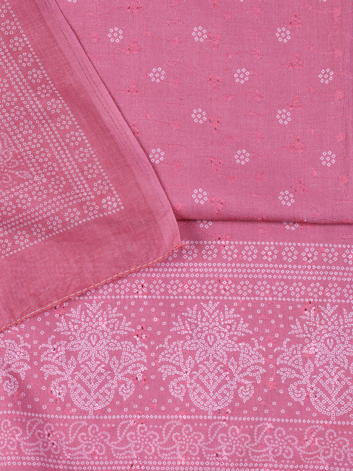 Neck Work Cotton Blend Unstitched Suit With Dupatta