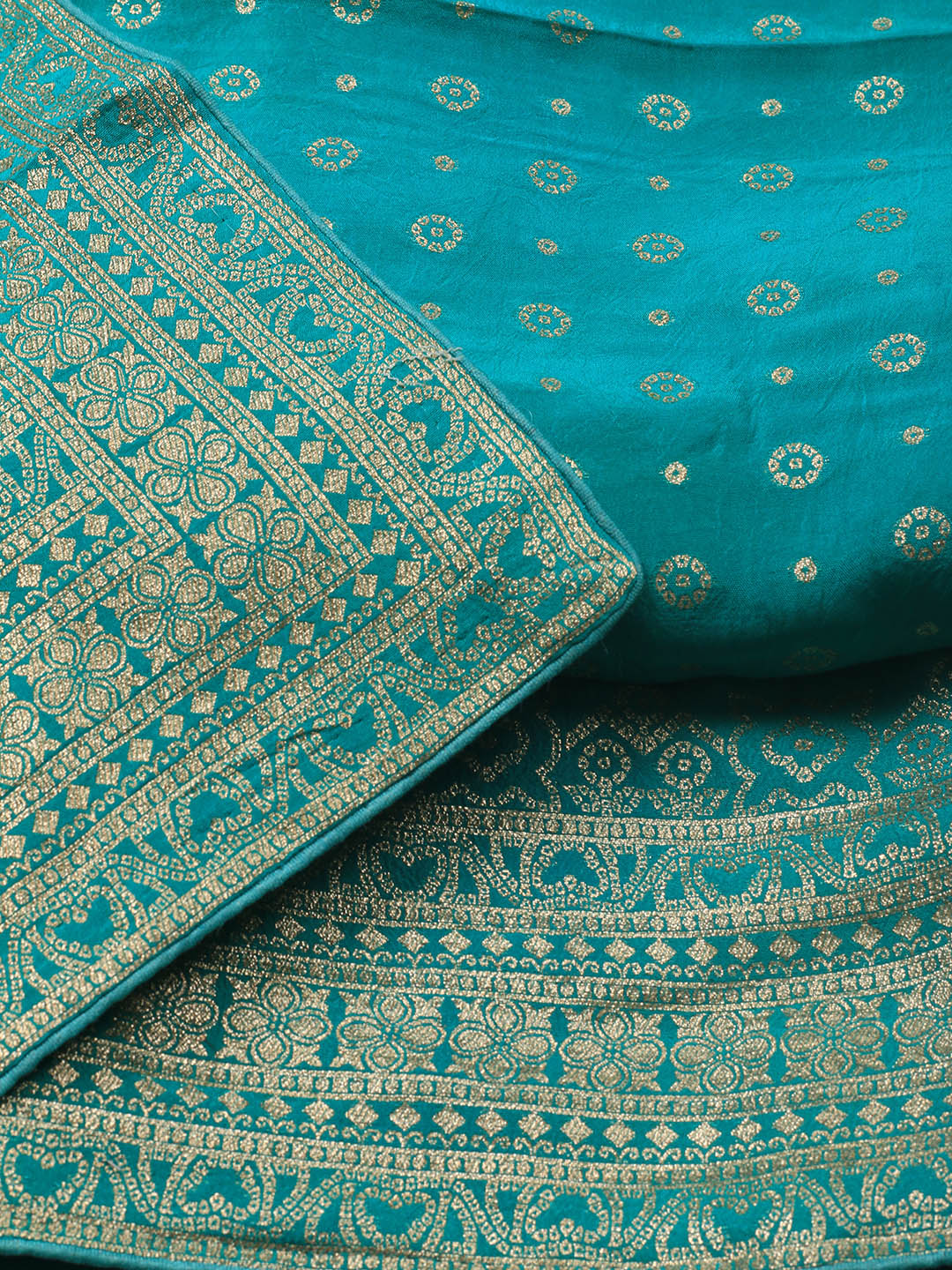 Embroidered Art Silk Unstitched Suit Piece With Dupatta