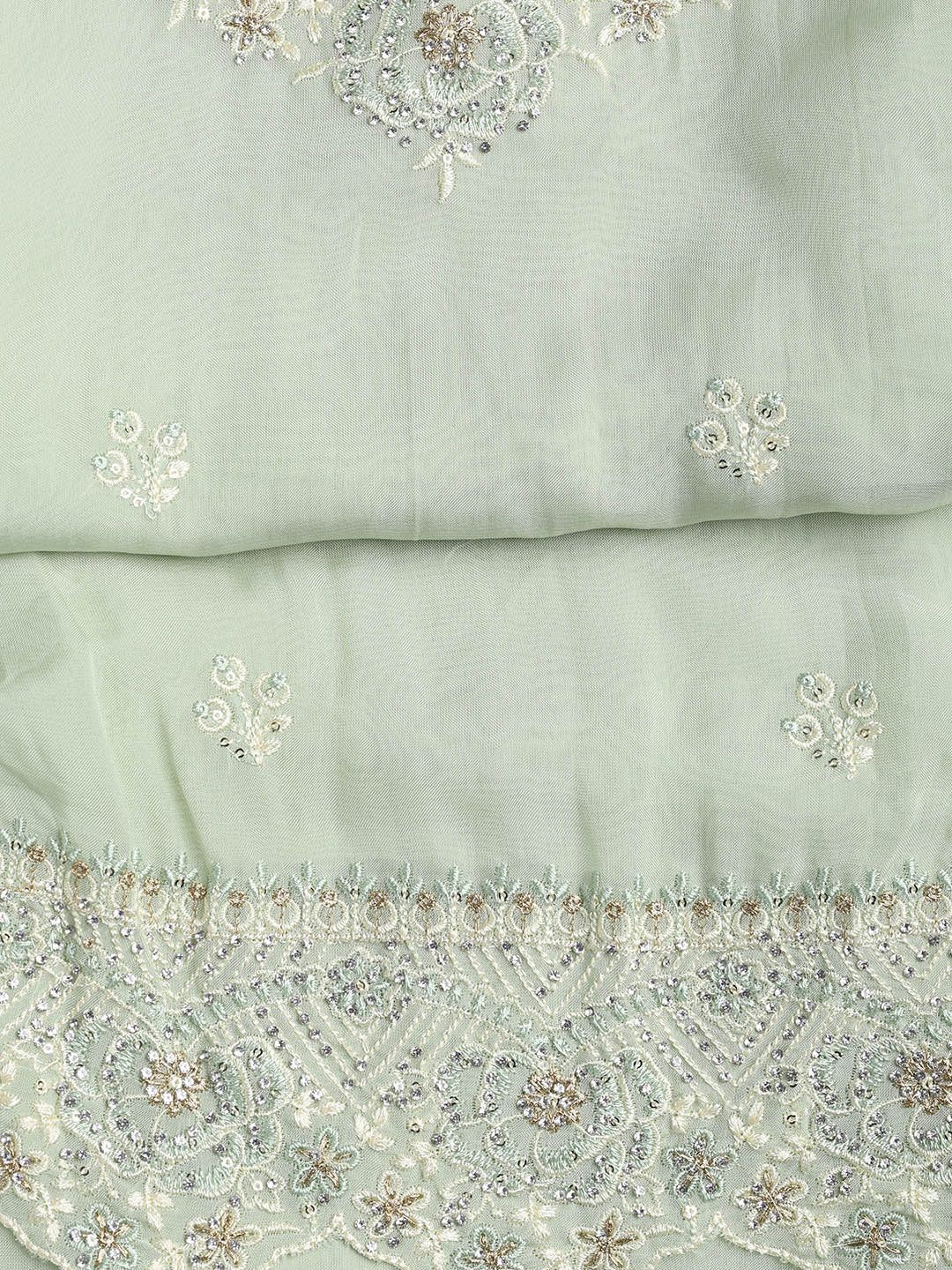 Embroidered Chanderi Unstitched Suit Piece With Dupatta