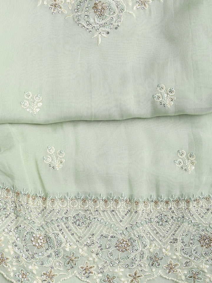 Embroidered Chanderi Unstitched Suit Piece With Dupatta