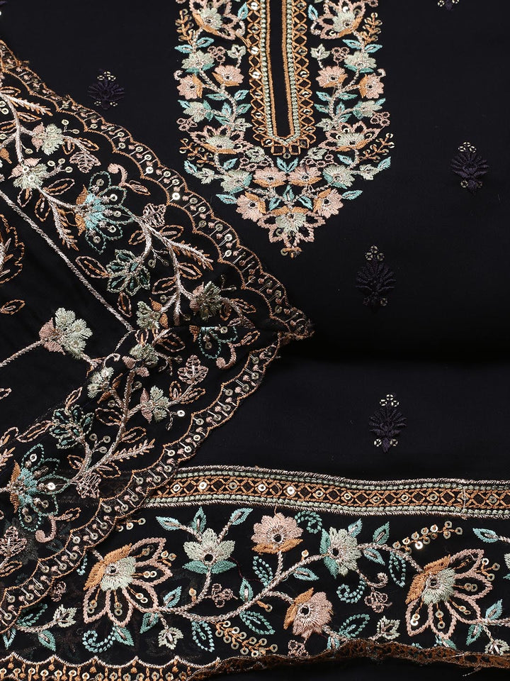 Stone Embroidery Georgette Unstitched Suit Piece With Dupatta