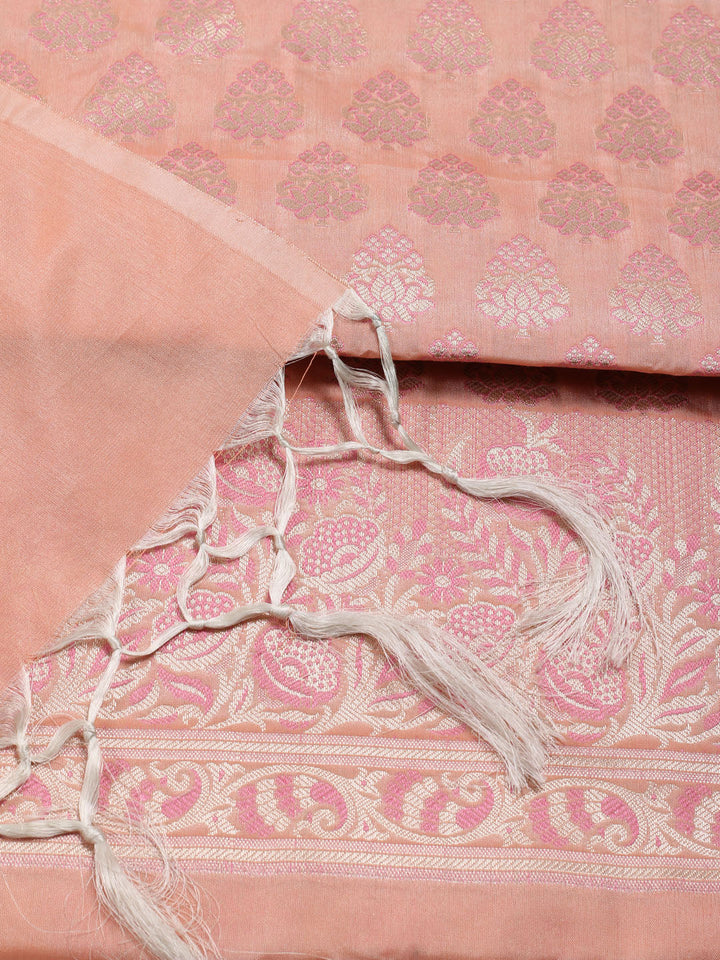 Woven Chanderi Unstitched Suit Piece With Dupatta