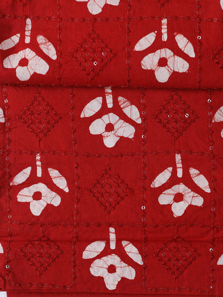 Printed Cotton Blend Unstitched Suit With Dupatta