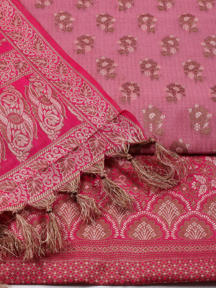 Woven Chanderi Unstitched Suit Piece With Dupatta