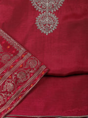 Neck Embroidered Chanderi Unstitched Suit Piece With Dupatta