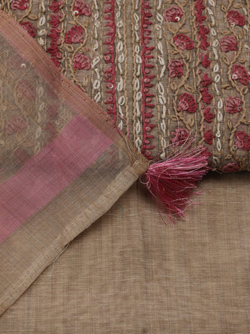 Kantha Work Chanderi Unstitched Suit Piece With Dupatta