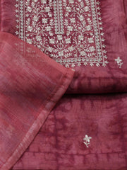 Neck Embroidered Chanderi Unstitched Suit Piece With Dupatta