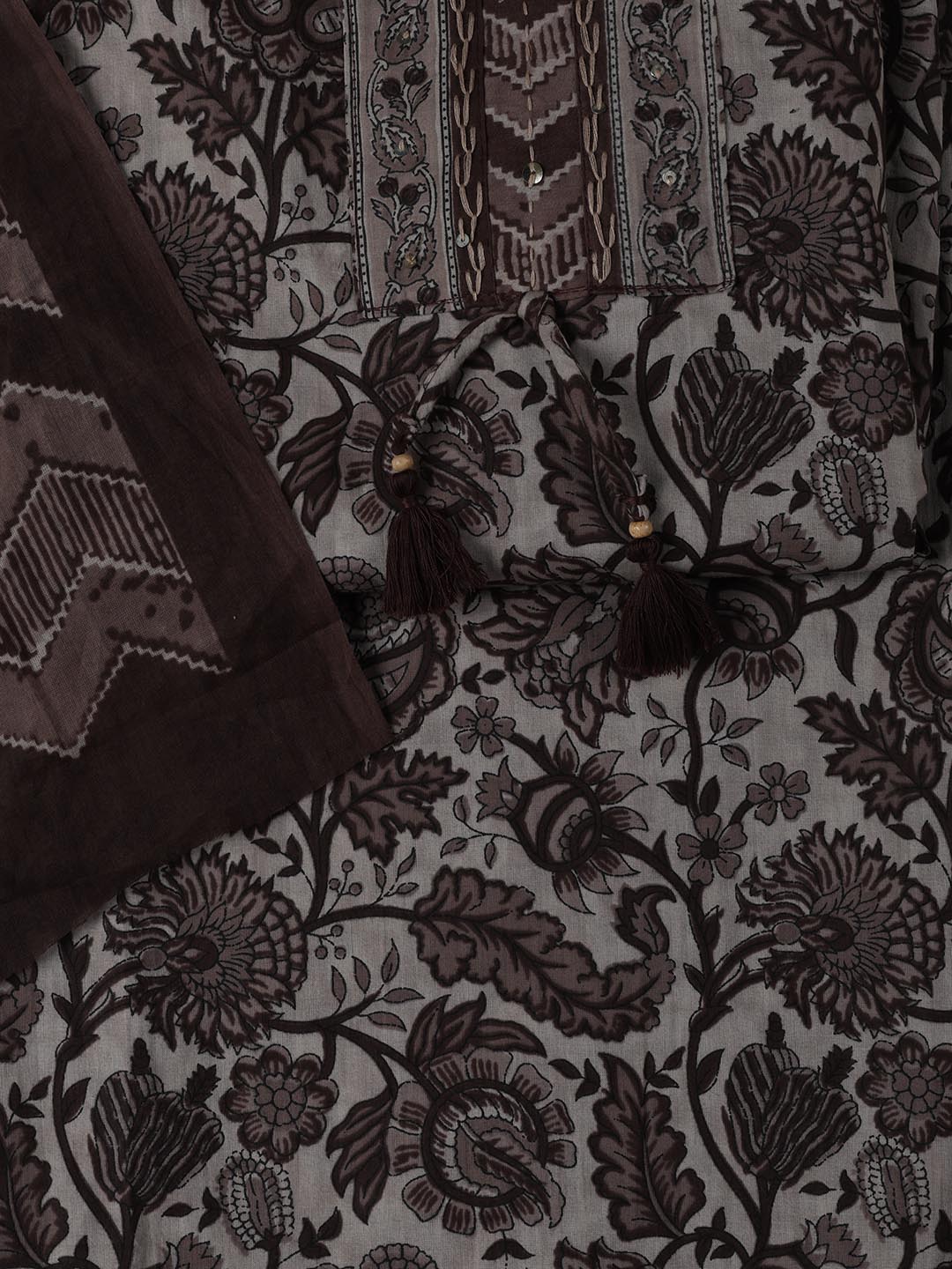 Printed Chanderi Unstitched Suit Piece With Dupatta