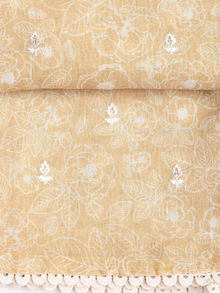 Printed Linen Unstitched Suit With Dupatta