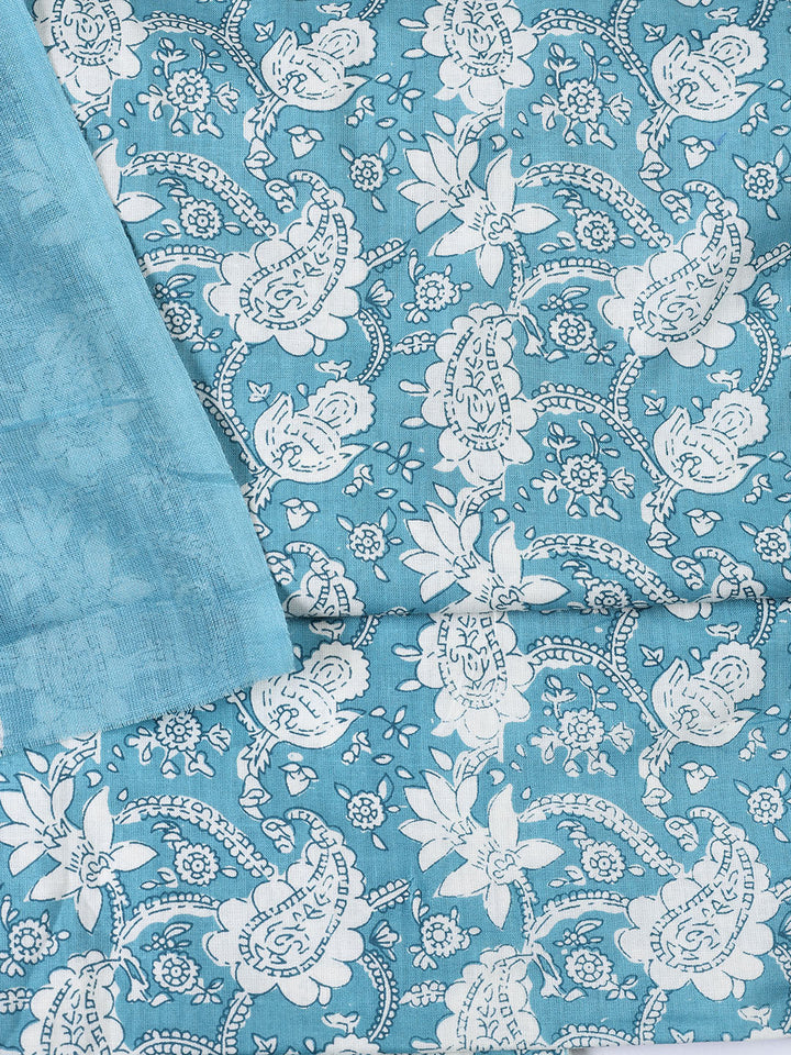 Printed Cotton Blend Unstitched Suit With Dupatta