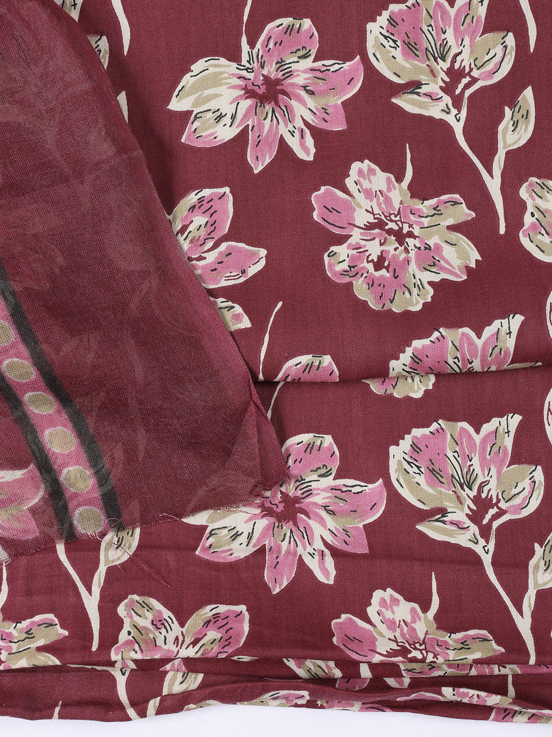 Printed Cotton Blend Unstitched Suit With Dupatta