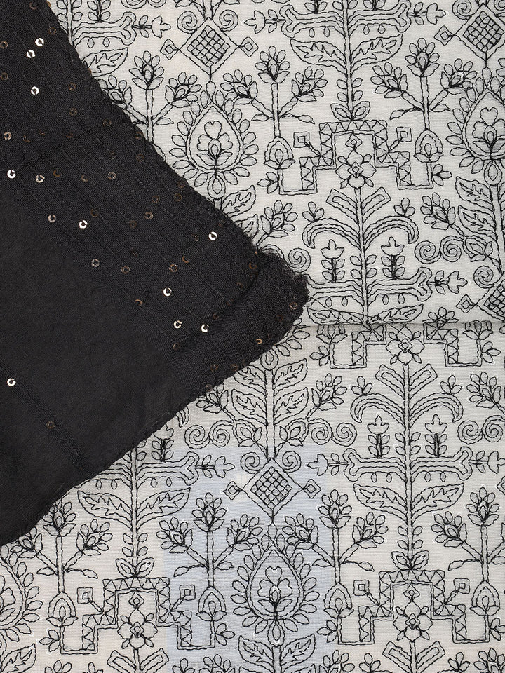 Embroidery Chanderi Unstitched Suit With Dupatta