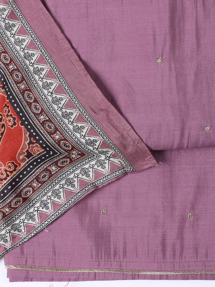 Neck Embroidered Chanderi Unstitched Suit Piece With Dupatta