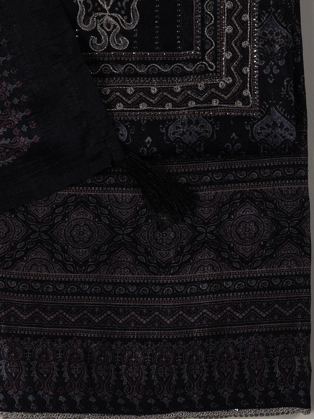 Neck Embroidery Tussar Unstitched Suit Piece With Dupatta