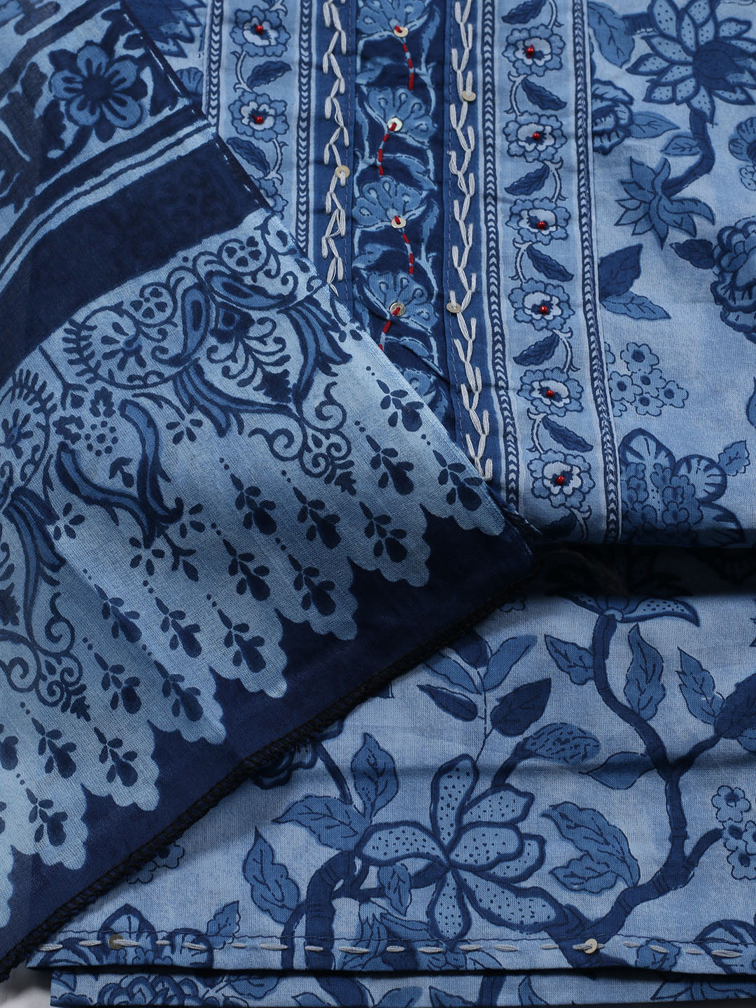 Printed Chanderi Unstitched Suit Piece With Dupatta