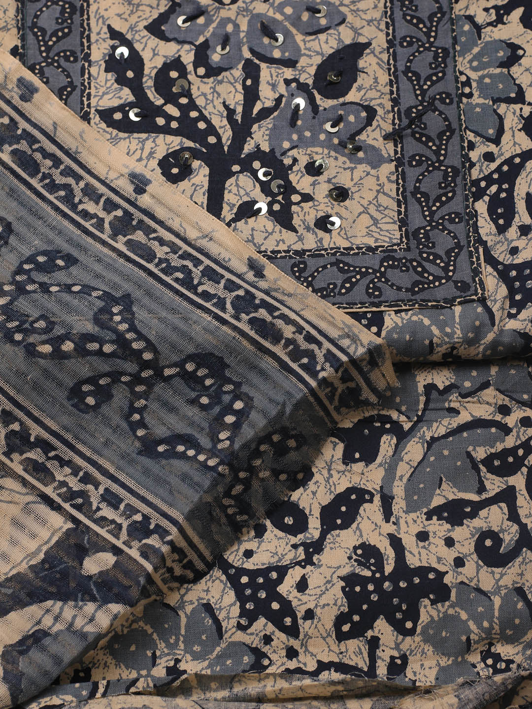 Printed Cotton Blend Unstitched Suit With Dupatta