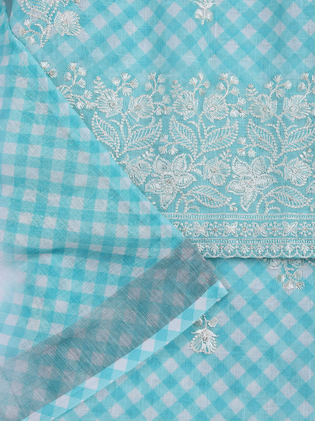 Embroidery Linen Unstitched Suit With Dupatta