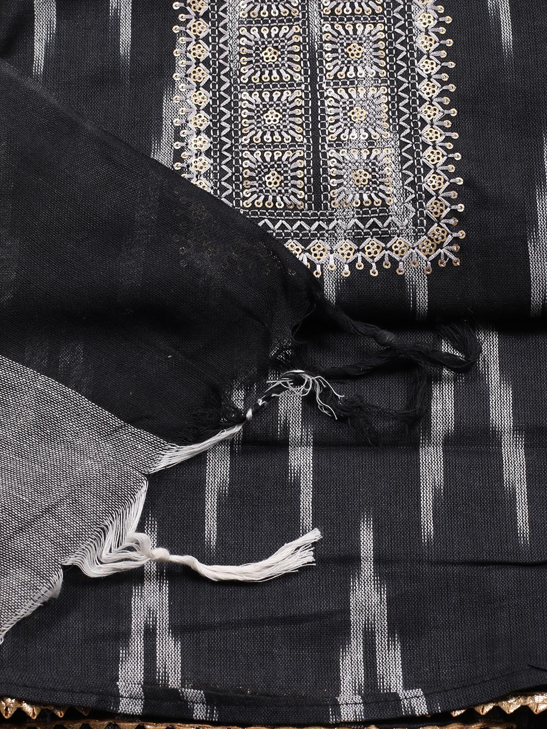 Neck Embroidered Cotton Blend Unstitched Suit Piece With Dupatta