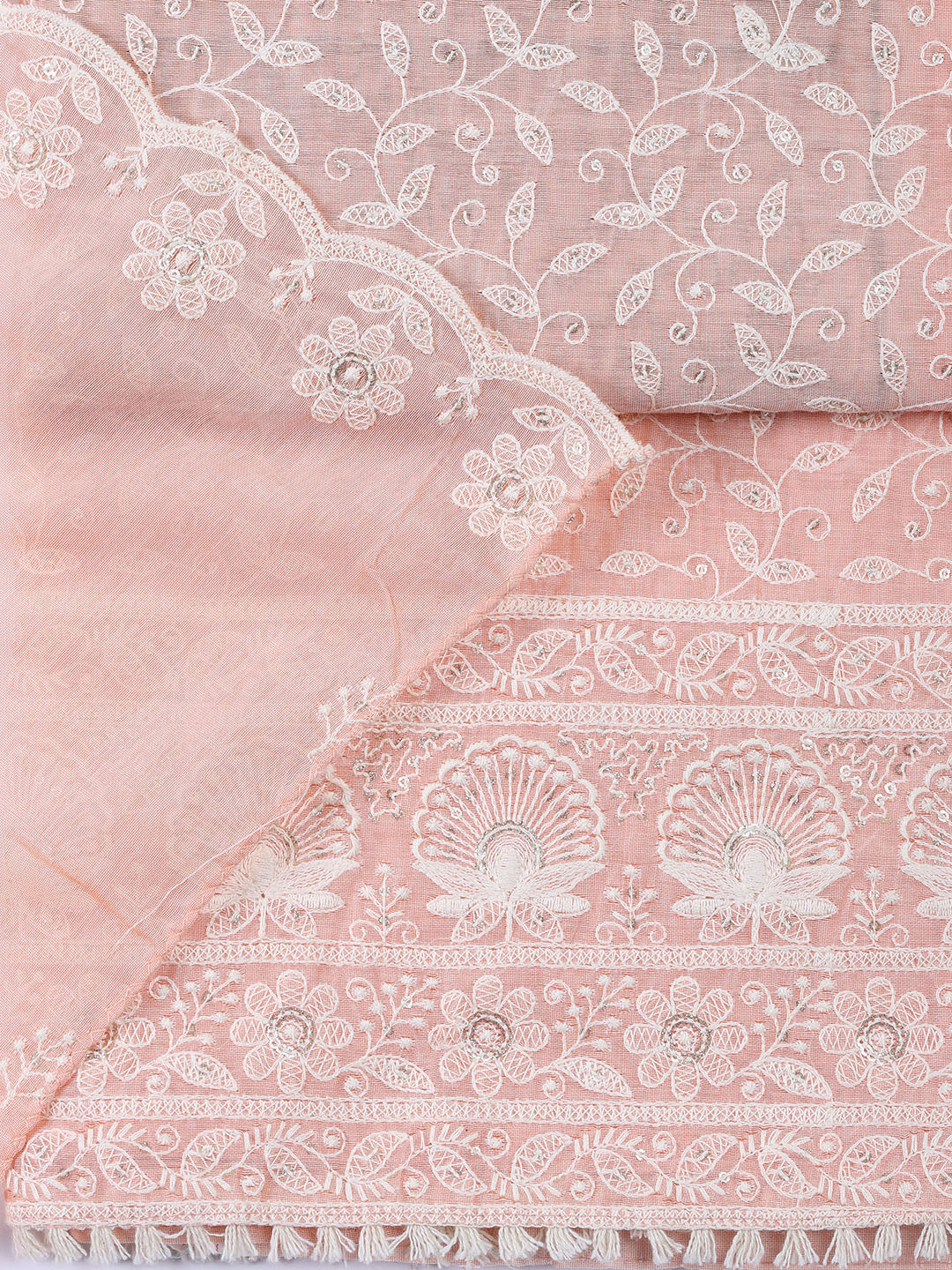 Embroidered Chanderi Unstitched Suit With Dupatta