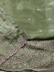 Embroidery Tissue Unstitched Suit Piece With Dupatta