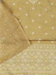 Neck Work Cotton Blend Unstitched Suit With Dupatta