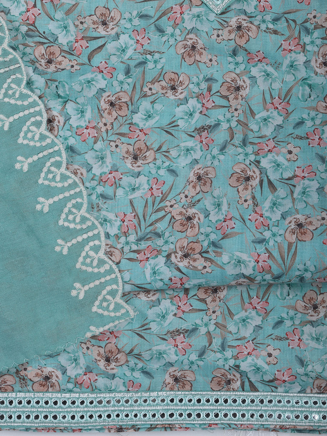 Printed Cotton Blend Unstitched Suit With Dupatta