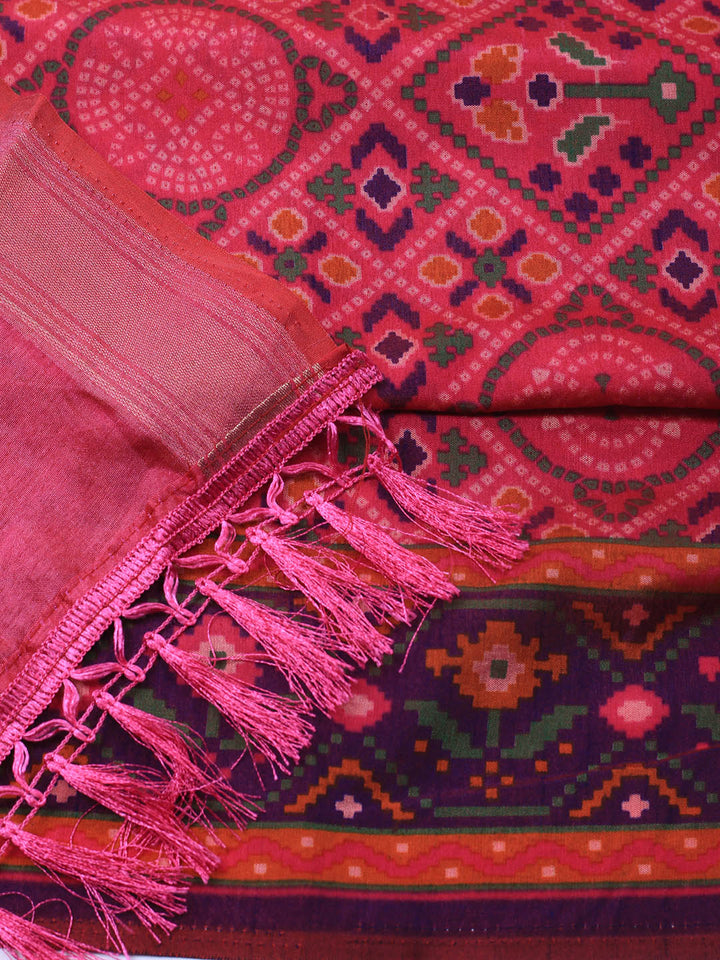 Art Silk Unstitched Suit Piece With Dupatta