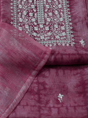 Neck Embroidered Chanderi Unstitched Suit Piece With Dupatta