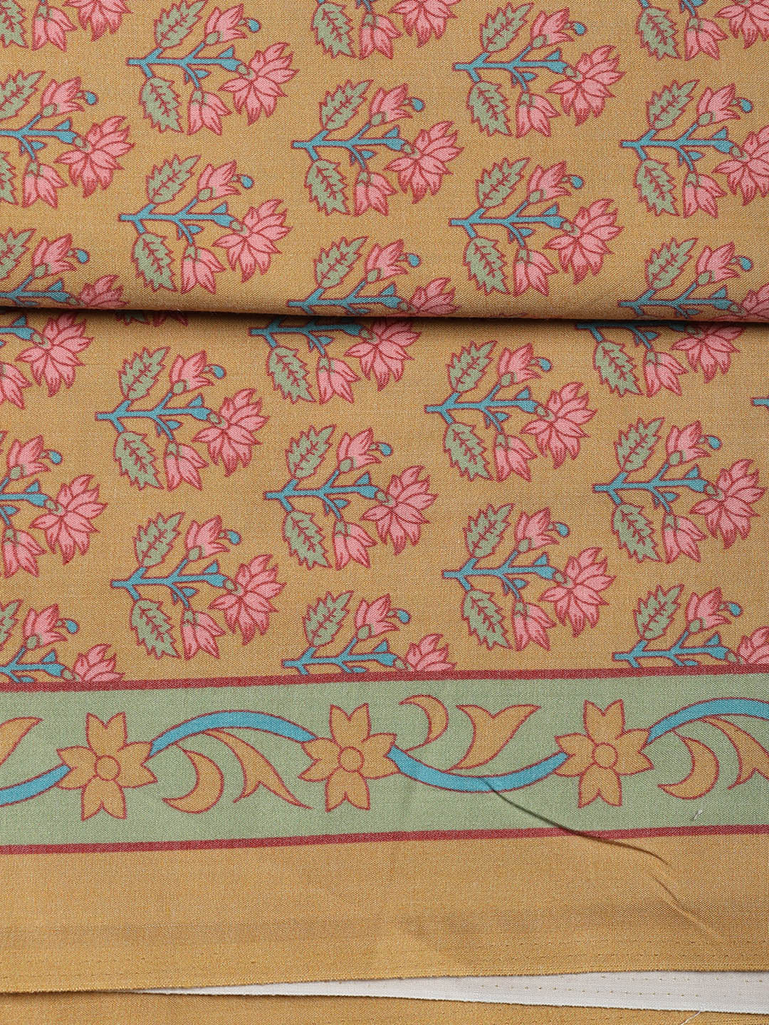 Printed Cotton Blend Unstitched Suit Piece With Dupatta