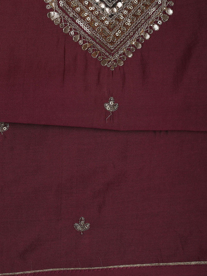Embroidery Chanderi Unstitched Suit With Dupatta