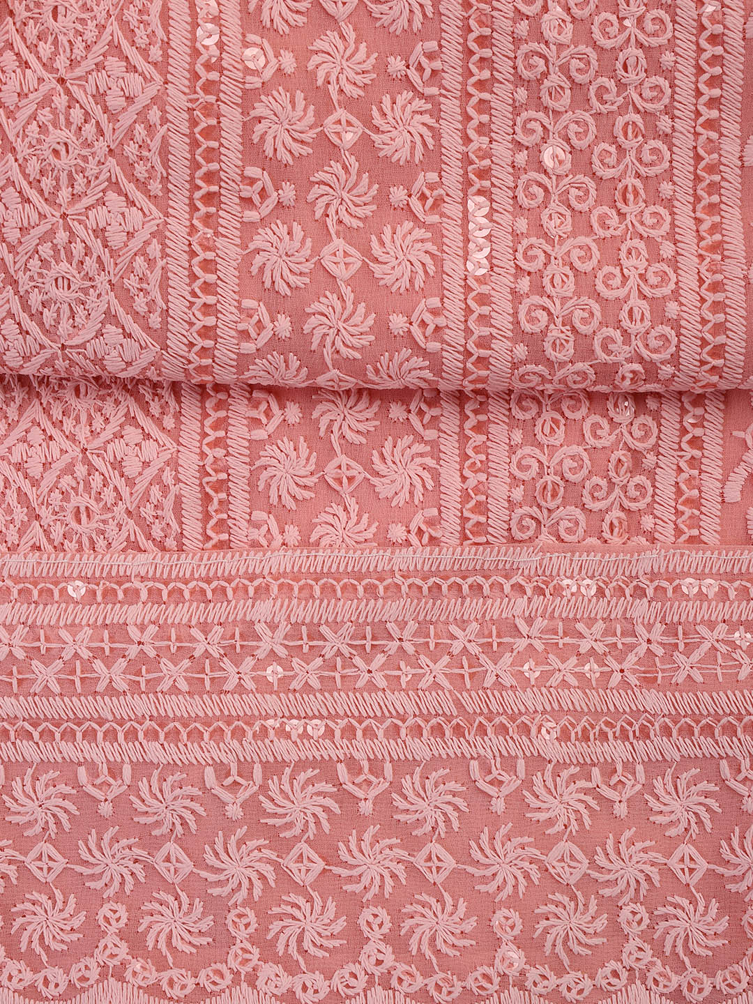 Chiken Work Georgette Unstitched Suit With Dupatta