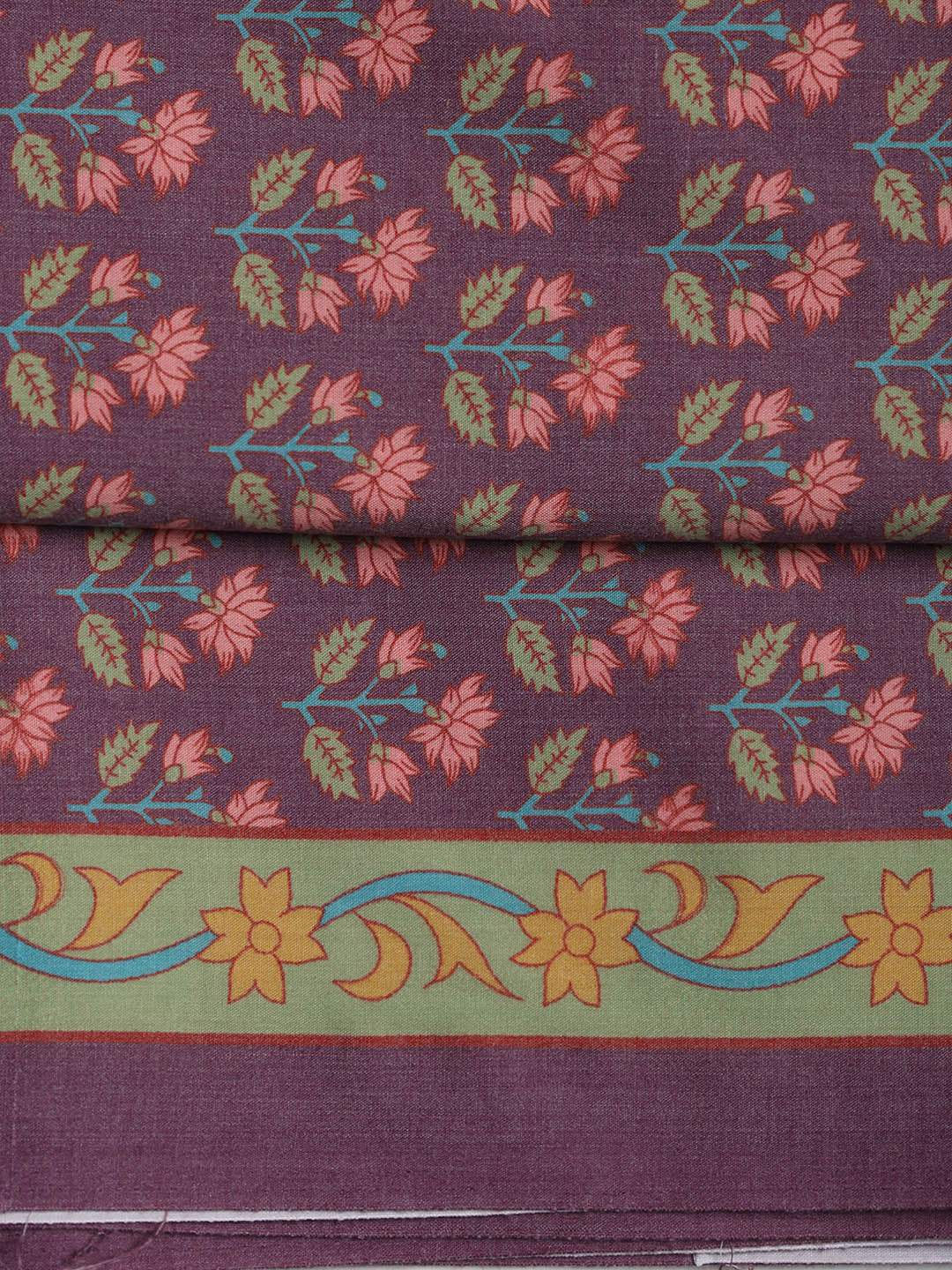 Printed Cotton Blend Unstitched Suit Piece With Dupatta