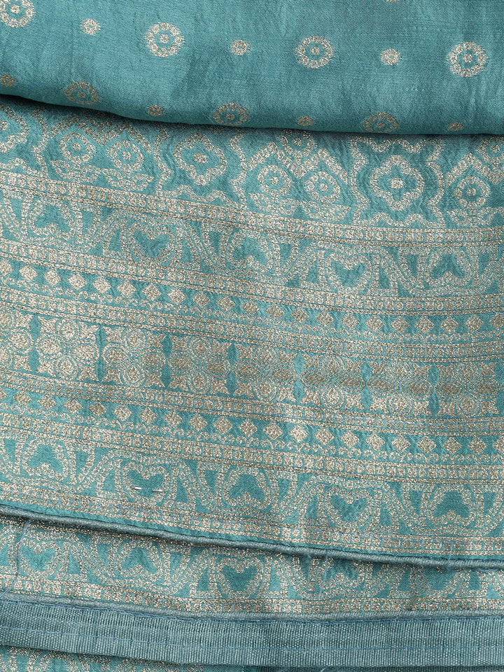 Embroidered Art Silk Unstitched Suit Piece With Dupatta