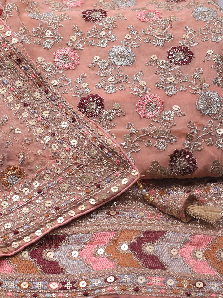 Embroidered Georgette Unstitched Suit Piece With Dupatta