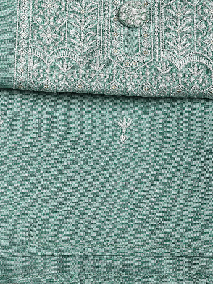 Embroidered Cotton Blend Unstitched Suit Piece With Dupatta