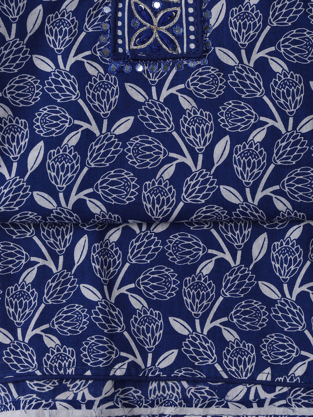 Printed Cotton Blend Unstitched Suit With Dupatta