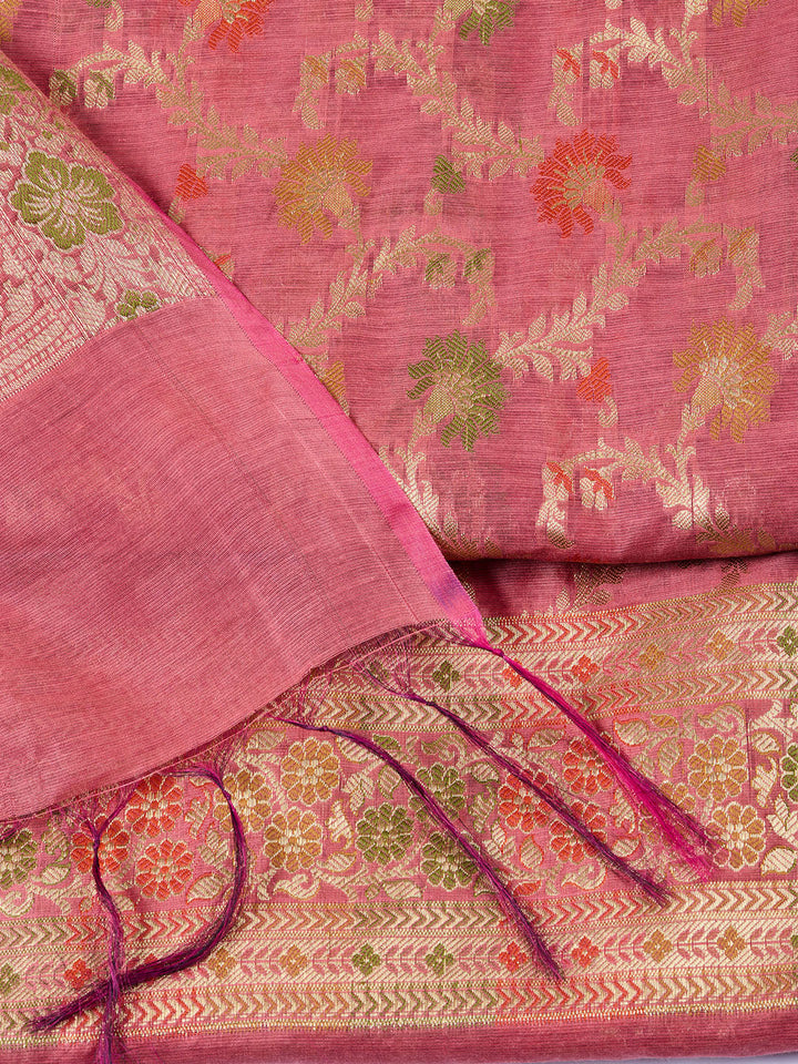 Woven Chanderi Unstitched Suit With Dupatta