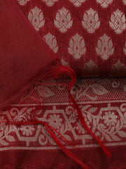 Woven Banarasi Chanderi Unstitched Suit With Dupatta