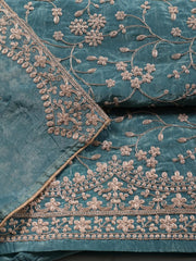 Embroidered OrganzaUnstitched Suit Piece With Dupatta