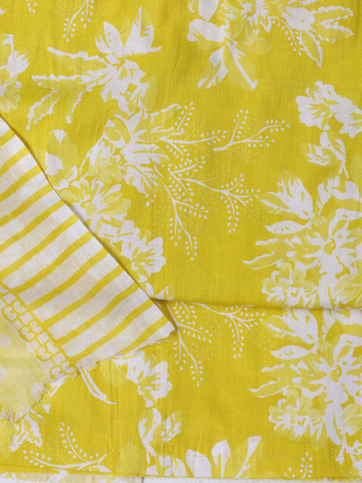 Printed Cotton Blend Unstitched Suit With Dupatta
